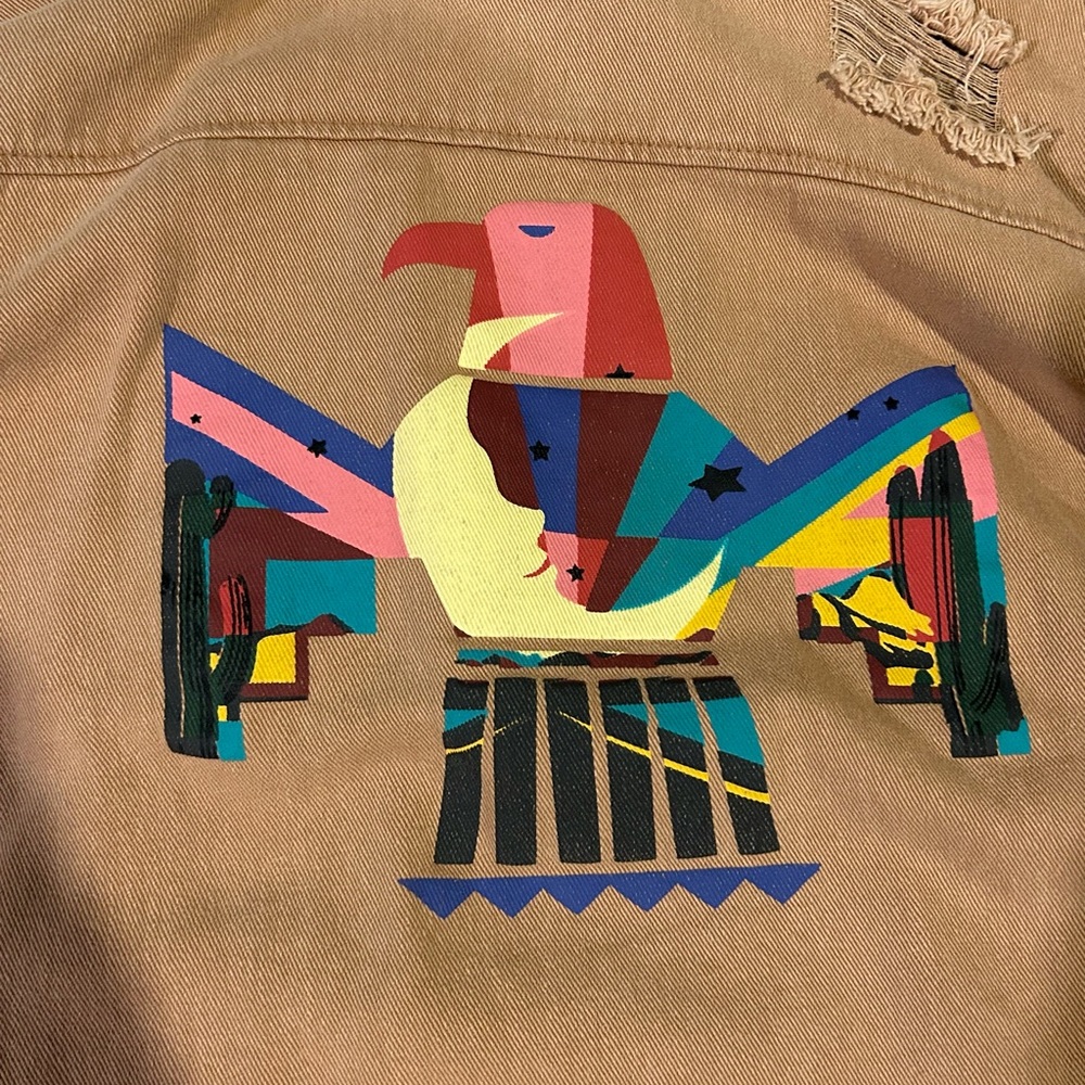 Jean Jacket Button Down With Design On Back - image 3